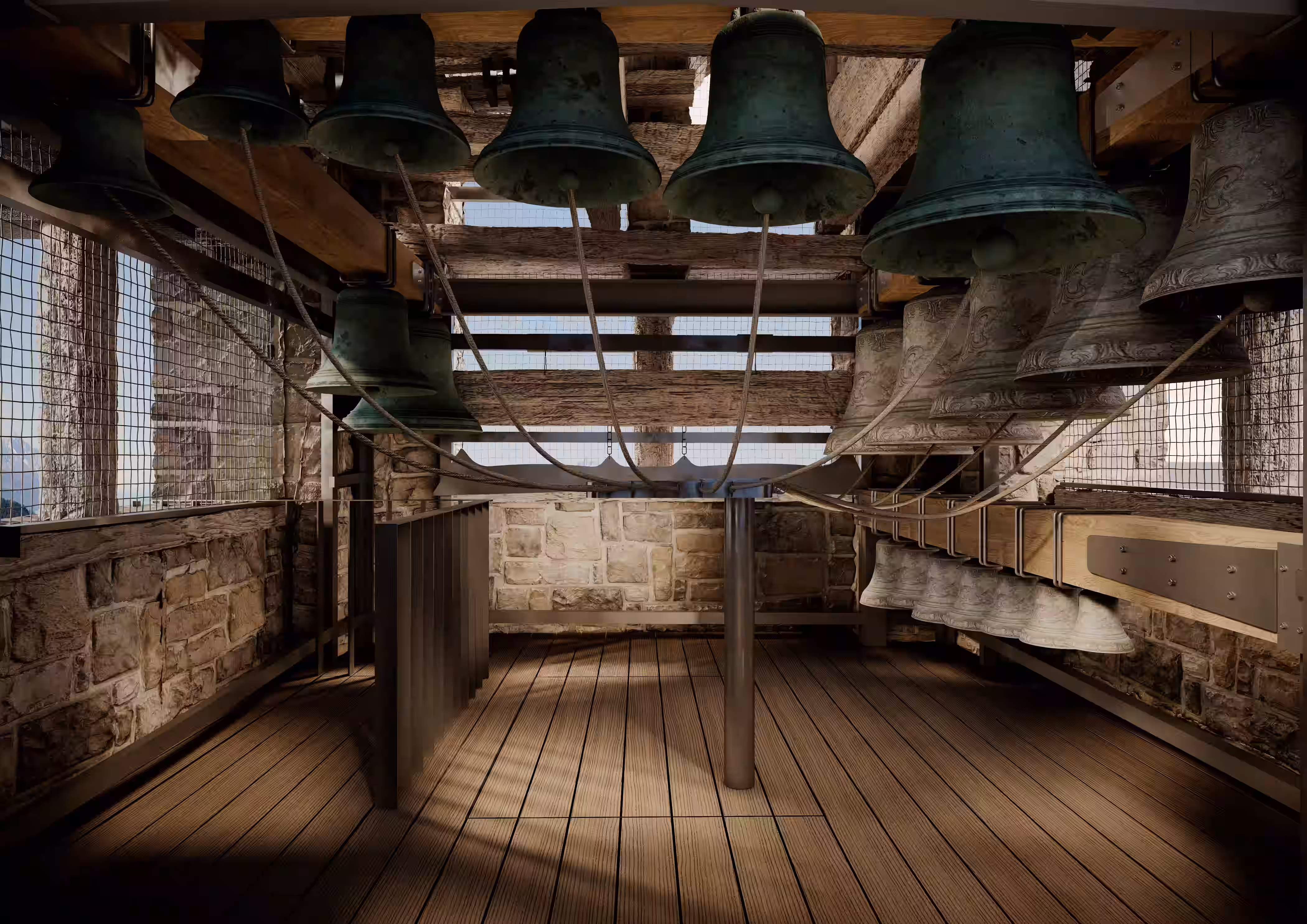 Vatopedi Bell Tower – detaliu fațadă turn clopotniță, arhitectură bizantină Iconic Design