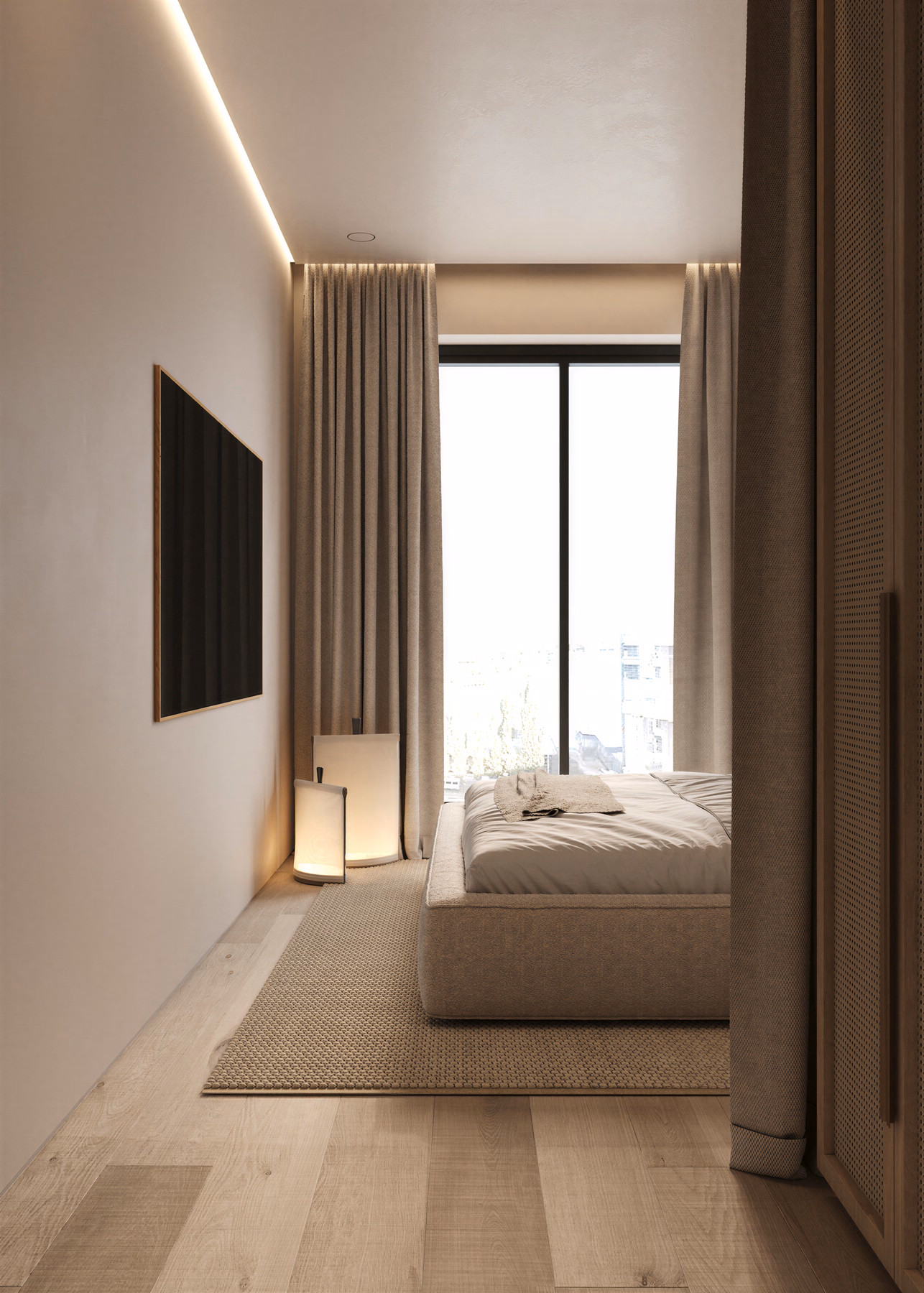 Wabi-Sabi Lake Penthouse design interior premium București – iluminat cald, design interior premium, design interior wabi-sabi