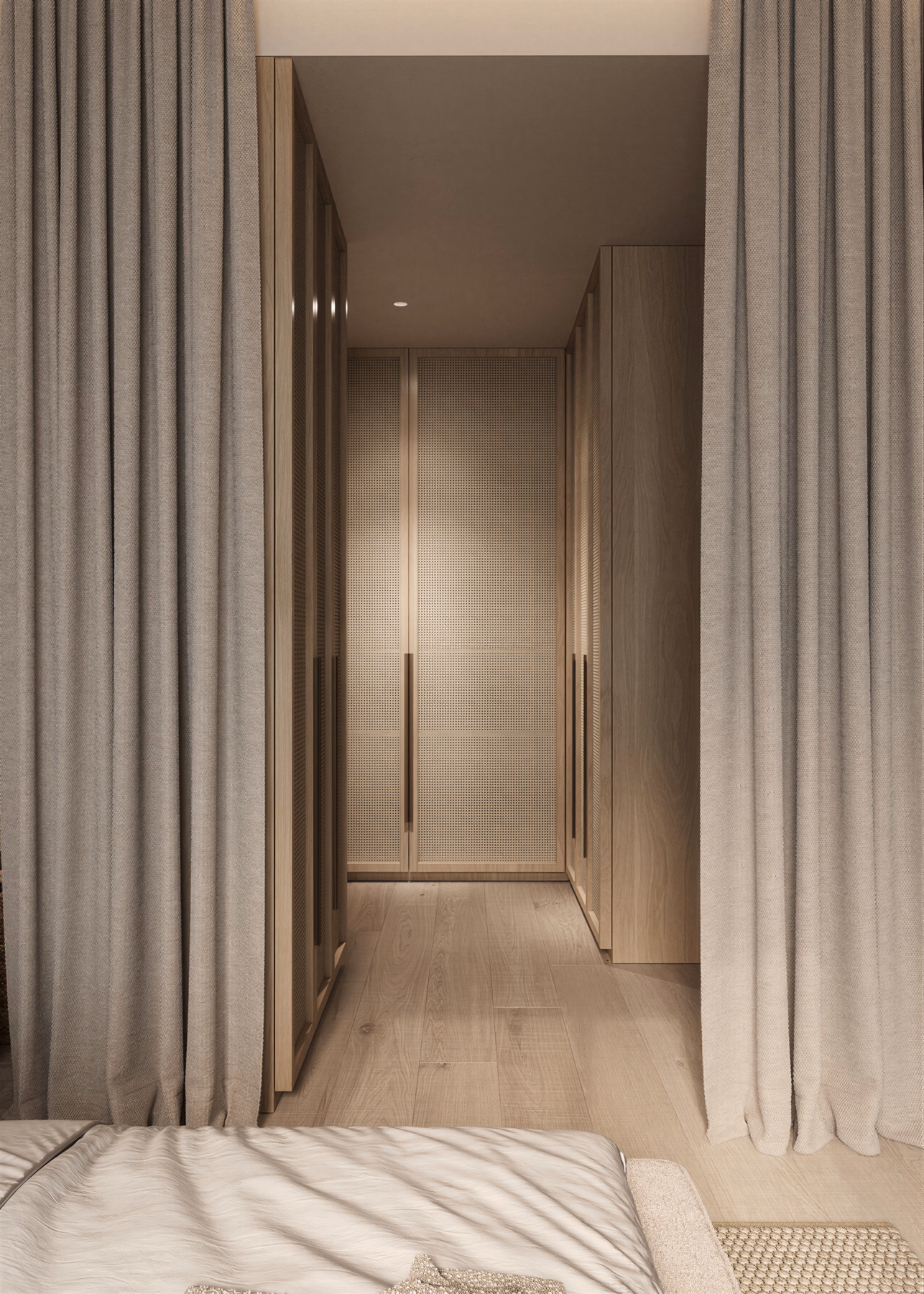 Wabi-Sabi Lake Penthouse design interior premium București – dormitor secundar, design interior premium, design interior wabi-sabi