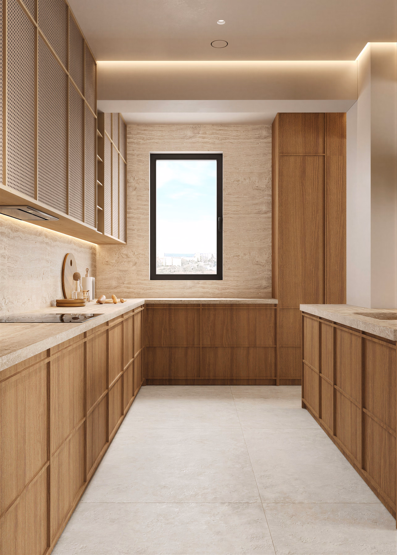 Wabi-Sabi Lake Penthouse design interior premium București – detaliu perete texturat, design interior premium, design interior wabi-sabi