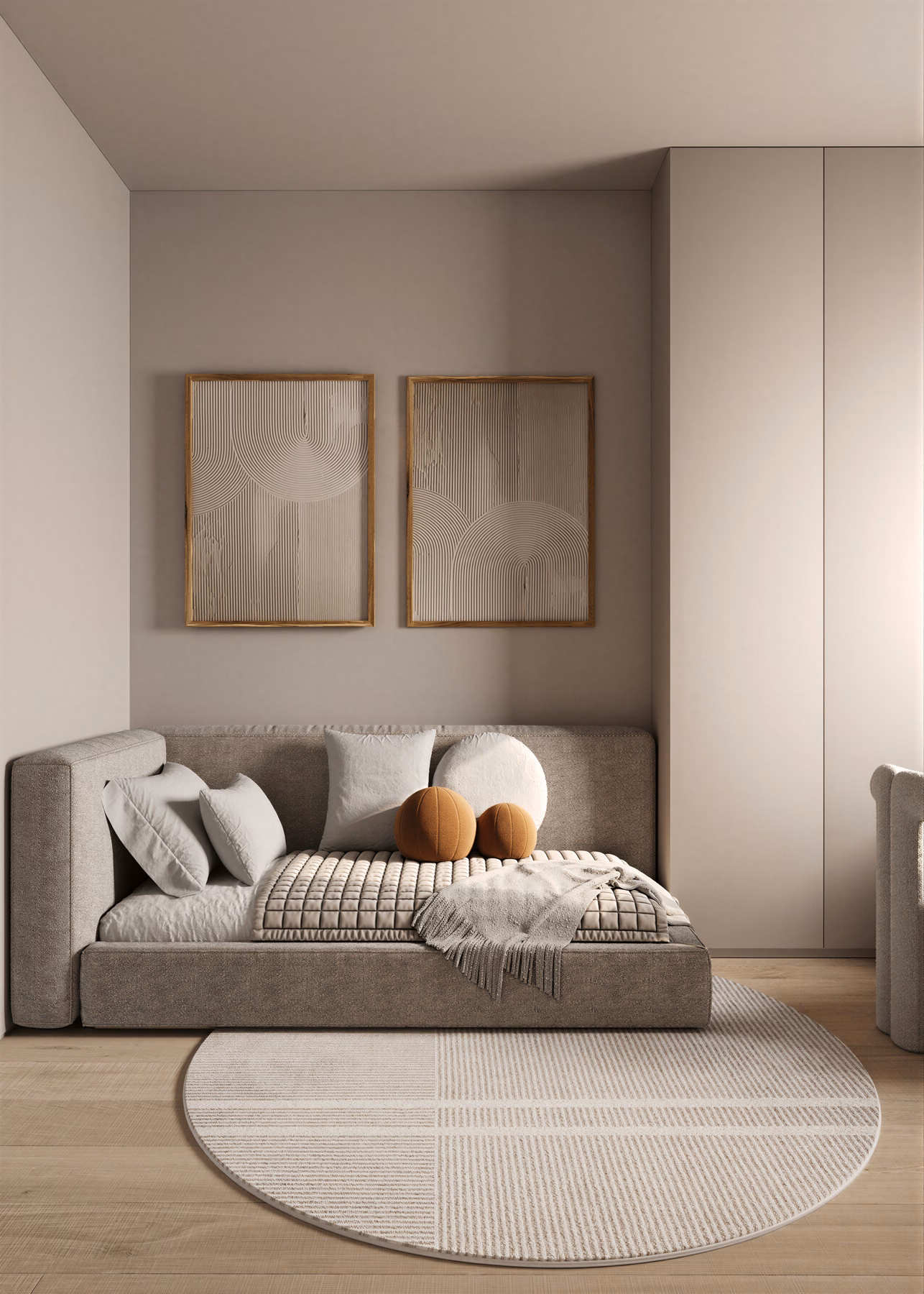 Wabi-Sabi Lake Penthouse design interior premium București – living seară, design interior premium, design interior wabi-sabi