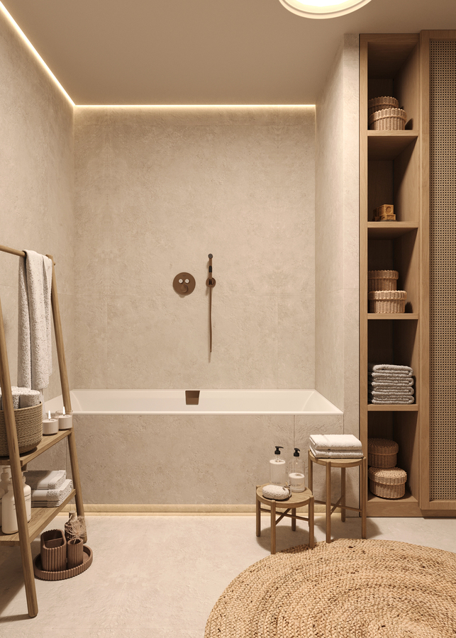 Wabi-Sabi Lake Penthouse design interior – atmosferă caldă
