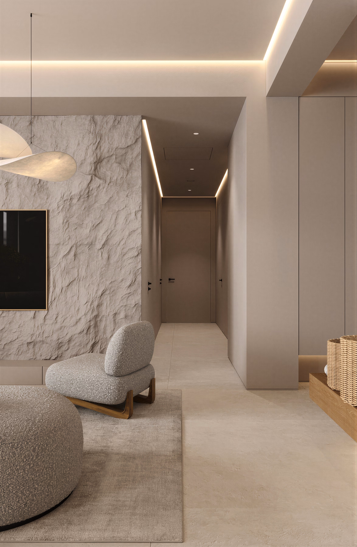 Wabi-Sabi Lake Penthouse design interior premium București – zona de dining, design interior premium, design interior wabi-sabi