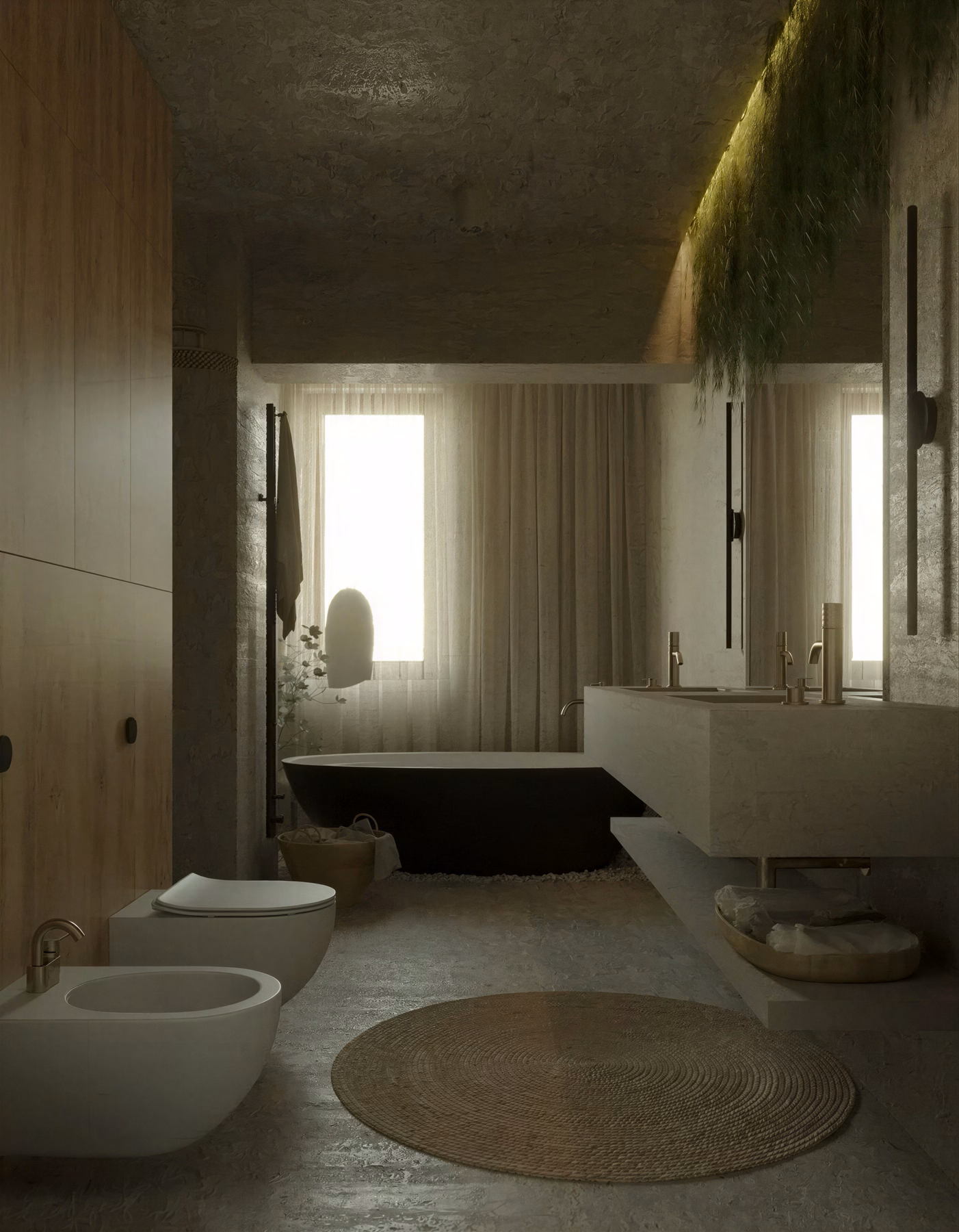 Wabi-Sabi Penthouse design interior premium București – detaliu corpuri de iluminat artistice, design interior wabi-sabi