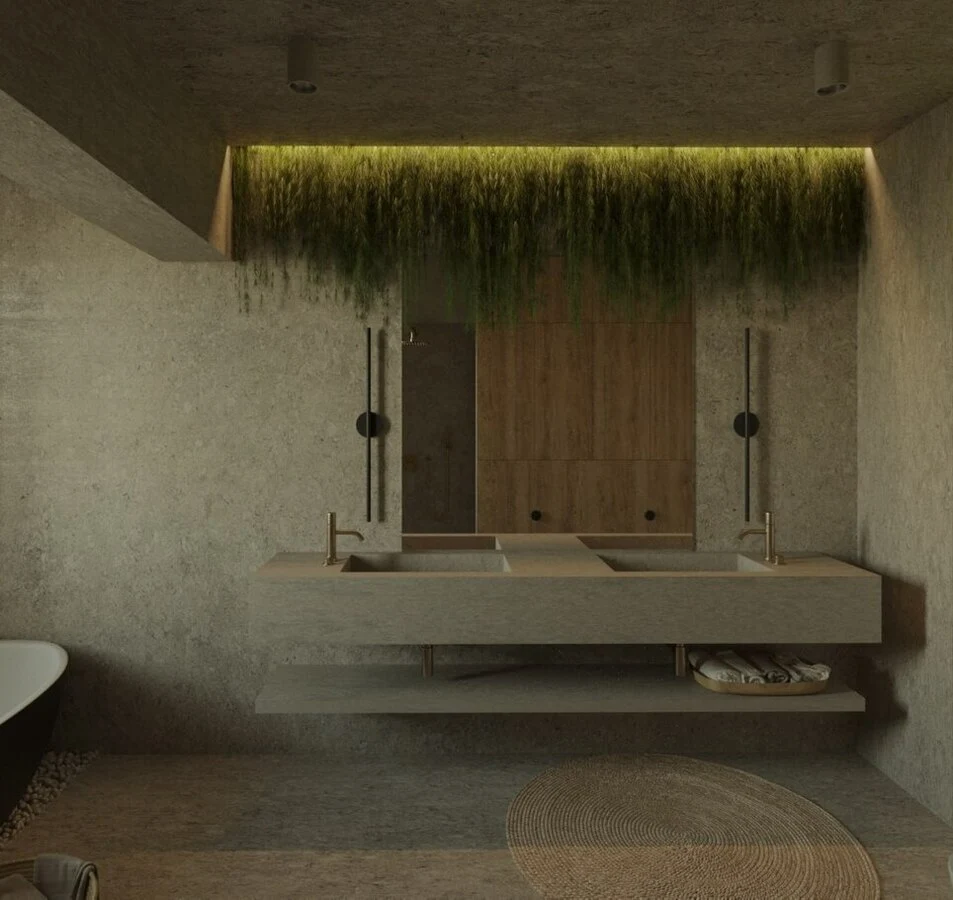 Wabi-Sabi Penthouse design interior – zonă lounge cu catifea și in
